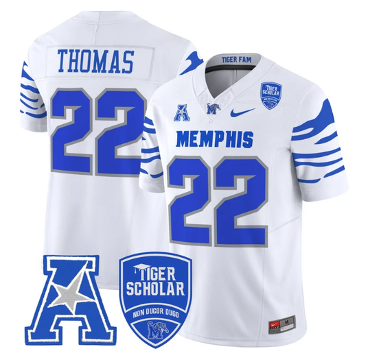 Brandon Thomas Jersey #22 Memphis Tigers 2024 Vapor Limited Stitched White by My Store