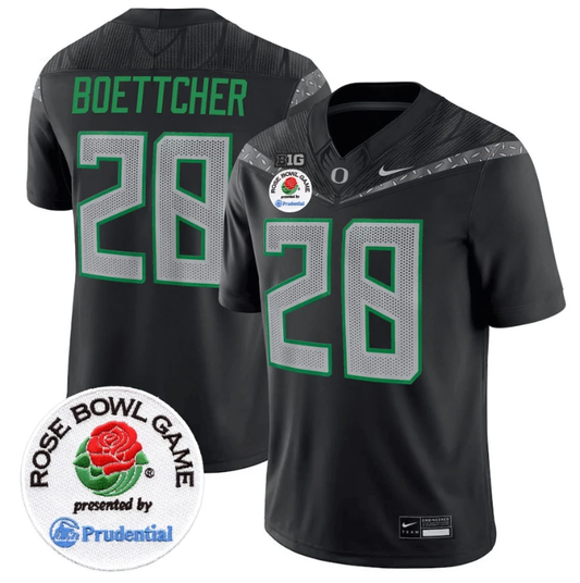 Bryce Boettcher Jersey #28 Oregon Ducks Rose Bowl Patch Vapor Limited V2 Black by NCAA Football Jersey