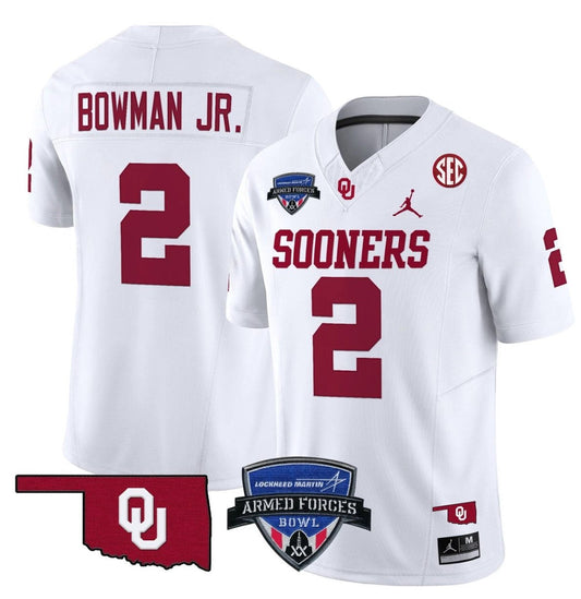 Billy Bowman Jr Jersey #2 Oklahoma Sooners 2025 Armed Forces Bowl Patch White by My Store