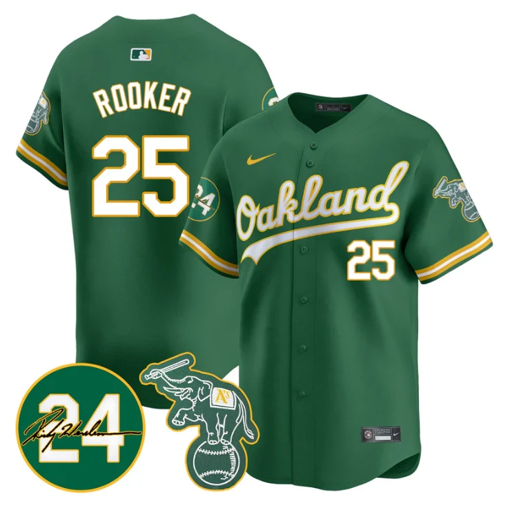 Brent Rooker Jersey #25 Oakland Athletics 2025 Rickey Henderson Memorial Stitched Green by My Store