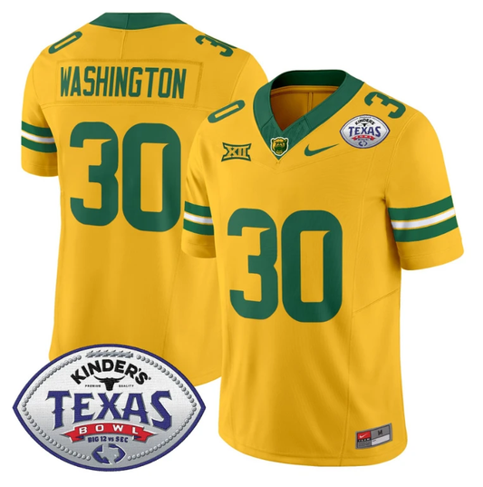 Bryson Washington Jersey #30 Baylor Bears 2024 Texas Bowl Football Stitched Gold by NCAA Football Jersey