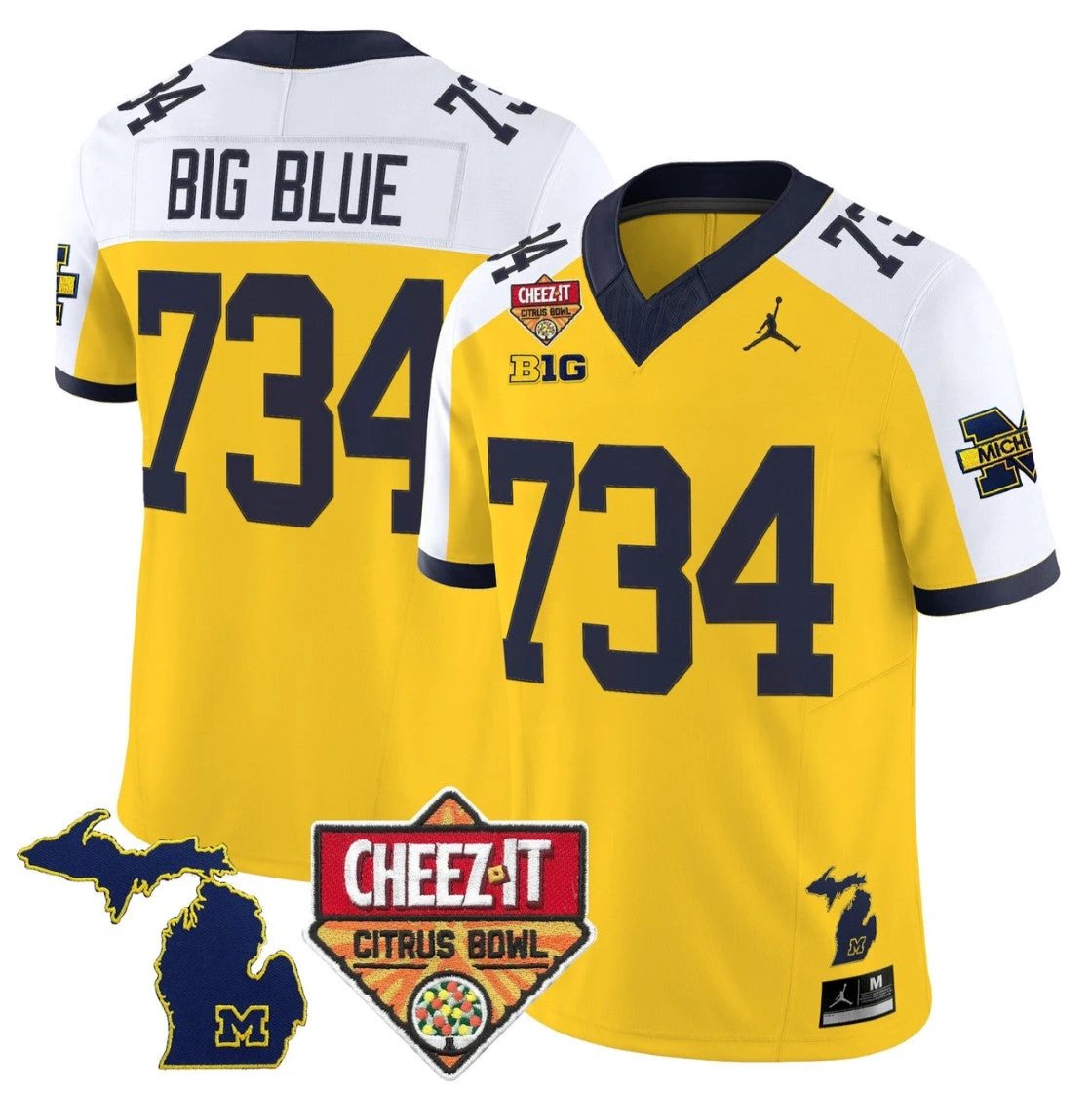 Big Blue Jersey #734 Michigan Wolverines 2025 Cheez-It Citrus Bowl by My Store NCAA Football Jerseys