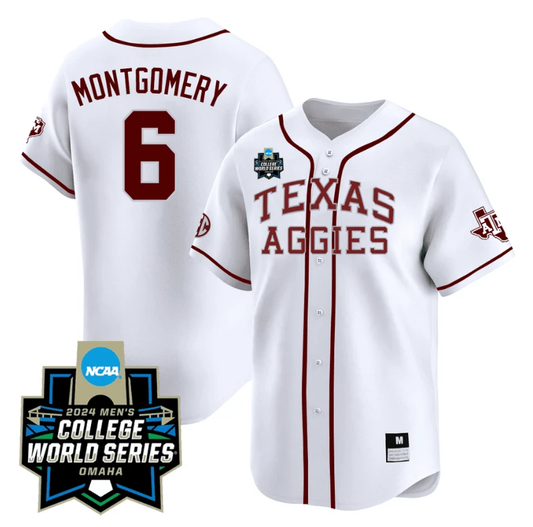 Braden Montgomery Jersey #6 Texas AM Aggies 2024 College World Series Vapor Premier Limited NCAA Baseball Stitched White Alternate by My Store