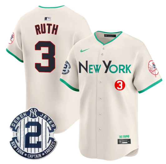 Babe Ruth Jersey #3 New York Yankees City Connect Vapor Premier Limited Stitched Cream by My Store