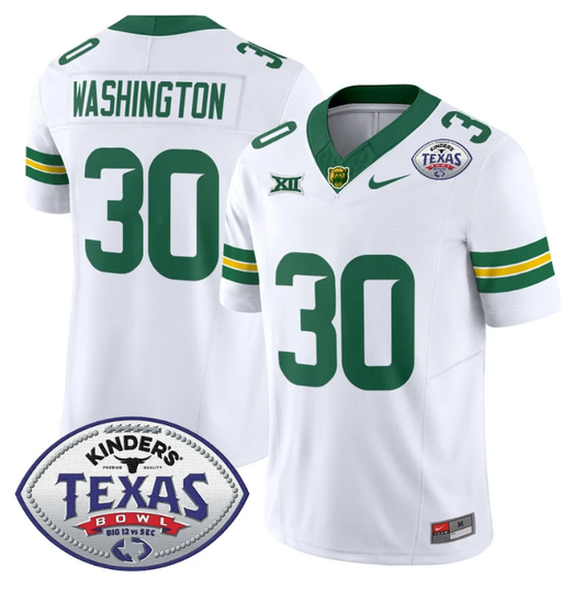 Bryson Washington Jersey #30 Baylor Bears 2024 Texas Bowl Football White by NCAA Football Jersey