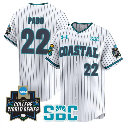Blagen Pado Jersey #22 Coastal Carolina Chanticleers 2025 World Series Stripe by My Store