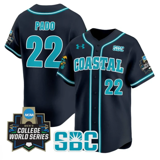 Blagen Pado Jersey #22 Coastal Carolina Chanticleers 2025 World Series Navy by My Store