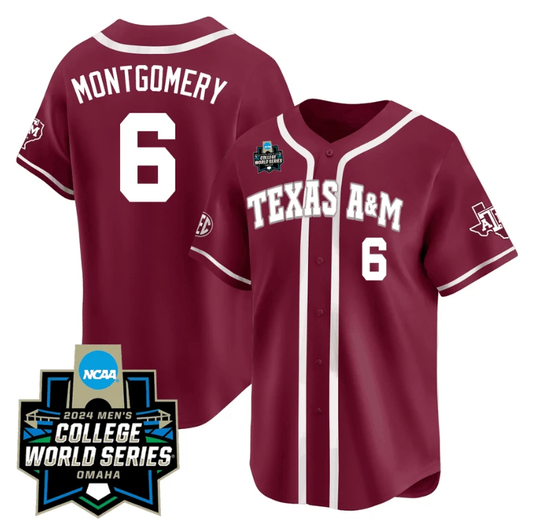 Braden Montgomery Jersey #6 Texas AM Aggies 2024 College World Series Vapor Premier Limited NCAA Baseball Stitched Maroon Alternate by My Store