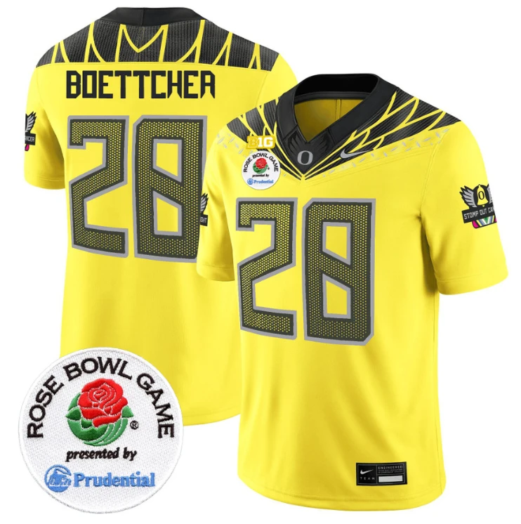 Bryce Boettcher Jersey #28 Oregon Ducks Rose Bowl Patch Vapor Limited V2 Yellow by NCAA Football Jersey