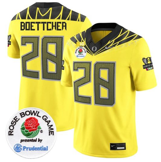 Bryce Boettcher Jersey #28 Oregon Ducks Rose Bowl Patch Vapor Limited V2 Yellow by NCAA Football Jersey
