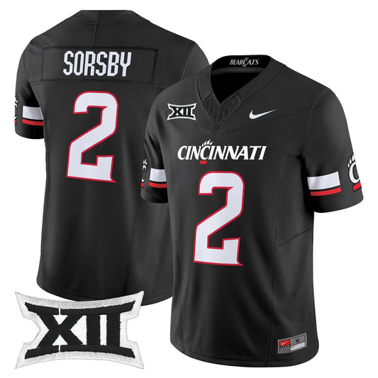 Brendan Sorsby Jersey #2 Cincinnati Bearcats 2025 Vapor Limited Stitched Black by My Store