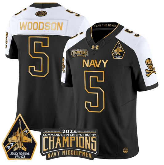 Braxton Woodson Jersey #5 Navy Midshipmen Commander-in-chief's Trophy Alternate by NCAA Football Jersey