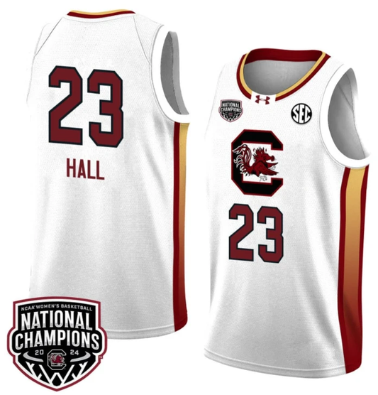 Bree Hall Jersey #23 South Carolina Gamecocks 2024 NCAA Basketball National Champions White Yellow by My store basketball