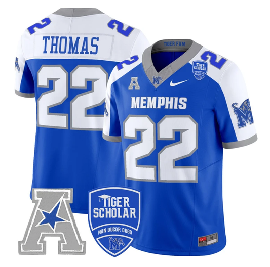 Brandon Thomas Jersey #22 Memphis Tigers 2024 Vapor Stitched Royal Alternate by My Store