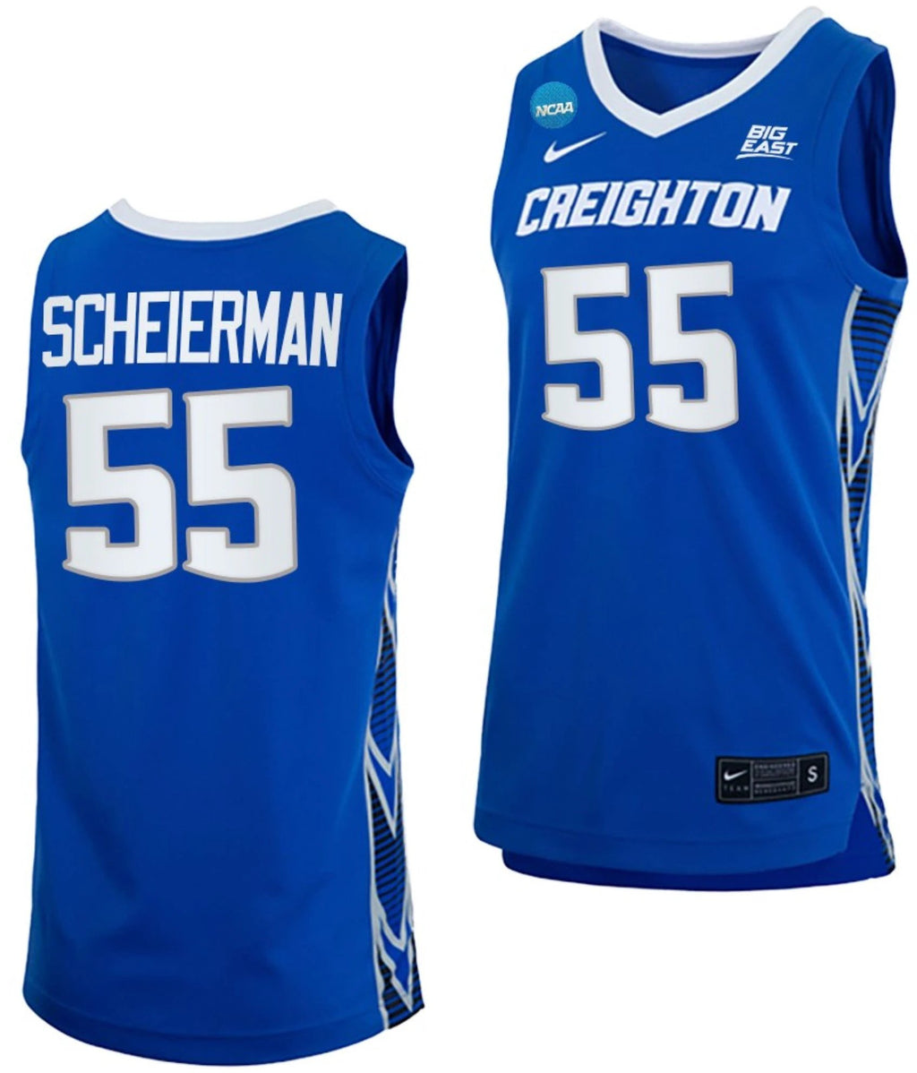 Baylor Scheierman Jersey Creighton Bluejays College Basketball 2023 NCAA March Madness Blue #55 by My store basketball