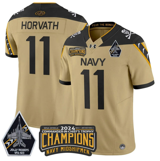 Blake Horvath Jersey 11 Navy Midshipmen Commander-in-chief's Trophy Gold by NCAA Football Jersey