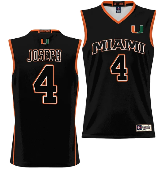 Bensley Joseph Jersey #4 Miami Hurricanes NIL College Basketball Lightweight Black by My store basketball