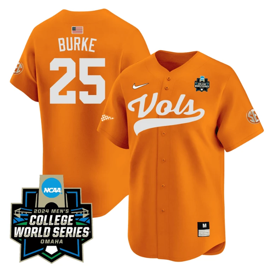 Blake Burke Jersey #25 Tennessee Volunteers 2024 College World Series Patch Vapor Premier Limited NCAA Baseball Stitched Orange by My Store