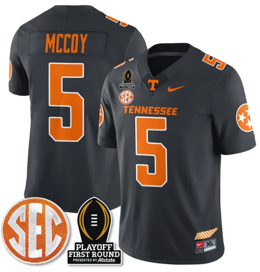 Bru McCoy Jersey #5 Tennessee Vols Playoff First Round Patch Smokey Grey by NCAA Football Jersey