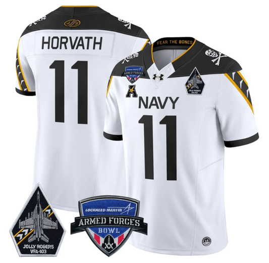 Blake Horvath Jersey #11 Navy Midshipmen 2025 Armed Forces Bowl Football White by My Store