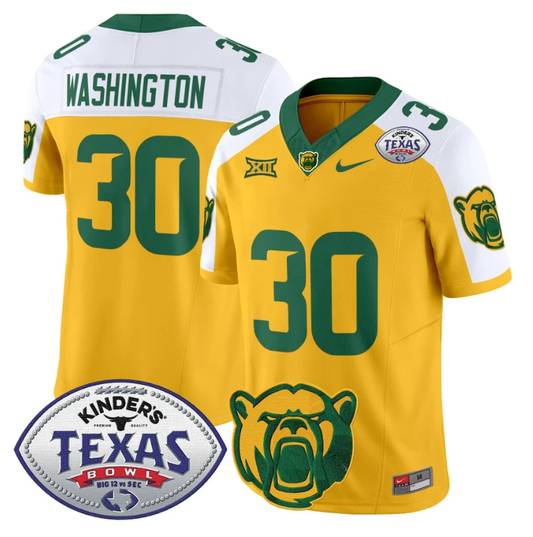 Bryson Washington Jersey #30 Baylor Bears 2024 Texas Bowl Football Gold Alternate by NCAA Football Jersey