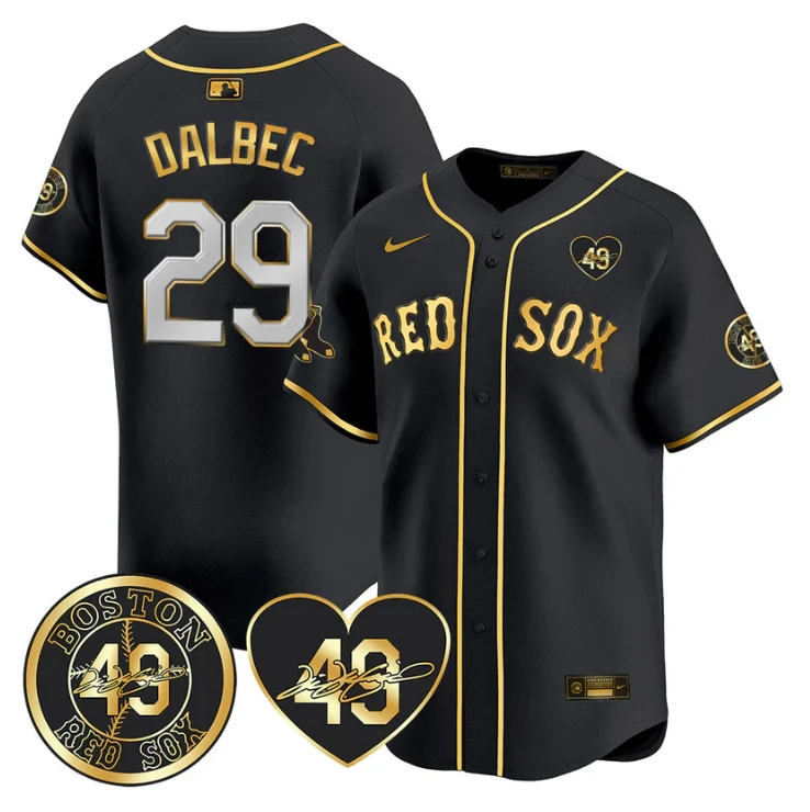 Bobby Dalbec Jersey #29 Boston Red Sox Tim Wakefield Memorial Patch Stitched Black Gold by My Store