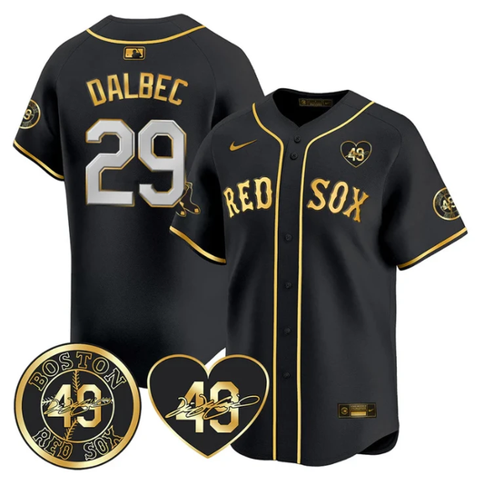 Bobby Dalbec Jersey #29 Boston Red Sox Tim Wakefield Memorial Patch Stitched Black Gold by My Store