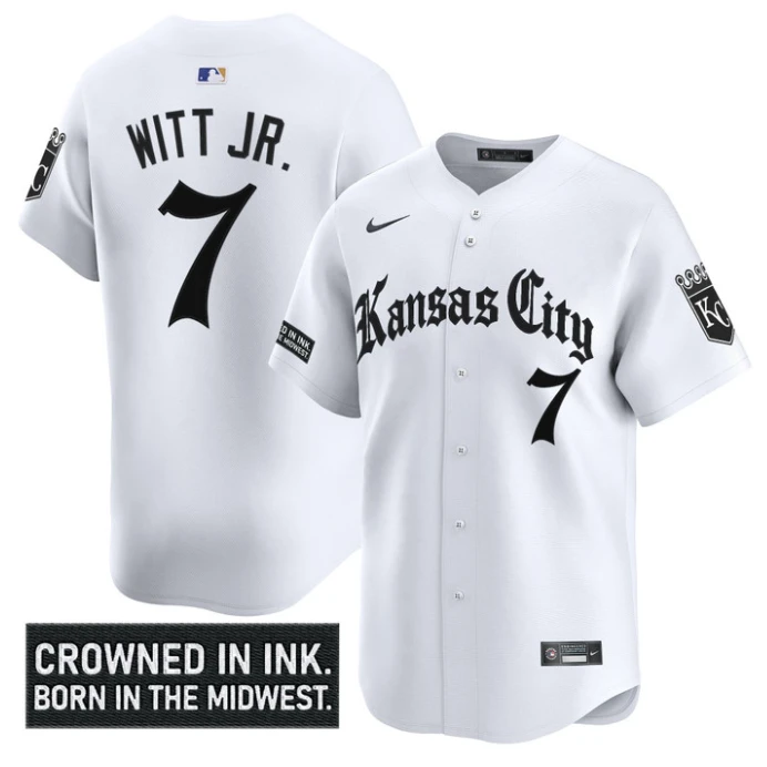 Bobby Witt Jr Jersey #7 Kansas City Royals Gothic Crown Edition Vapor Stitched White by My Store