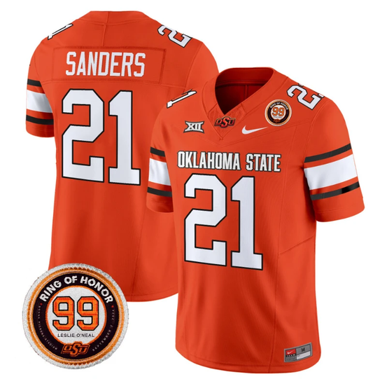 Barry Sanders Jersey #21 Oklahoma State Cowboys Leslie O'neal Patch Vapor Limited College Football Stitched Orange by My Store