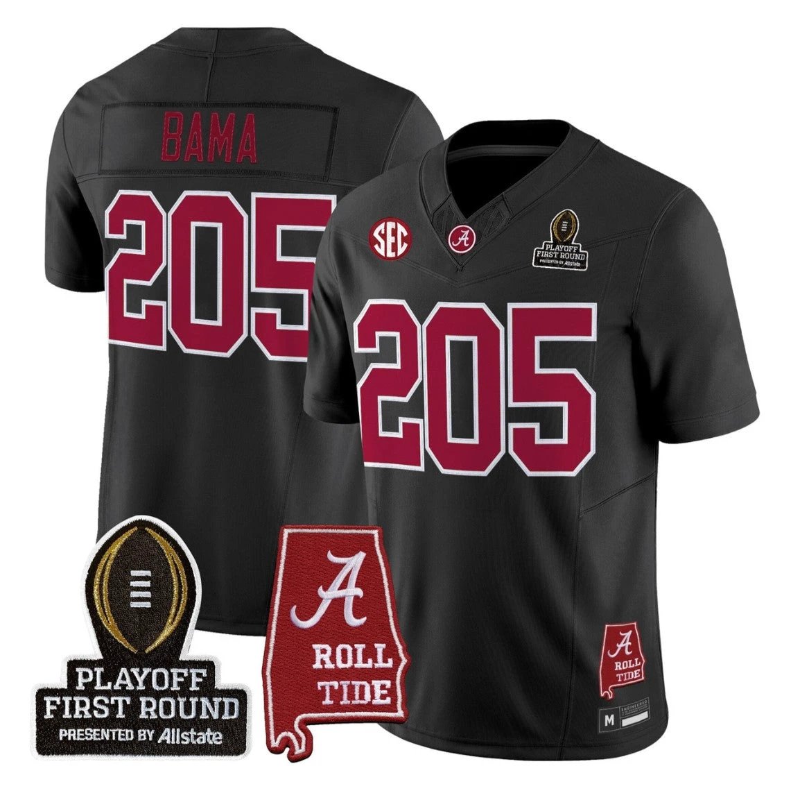 Bama Jersey #205 Alabama Crimson 2025 Playoff First Round Stitched by My Store NCAA Football Jerseys