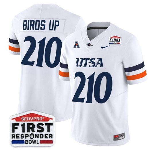 Birds Up Jersey #210 UTSA Roadrunners 2025 First Responder Bowl Stitched White by NCAA Football Jersey