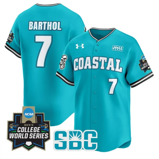 Blake Barthol Jersey #7 Coastal Carolina Chanticleers 2025 World Series Teal by My Store