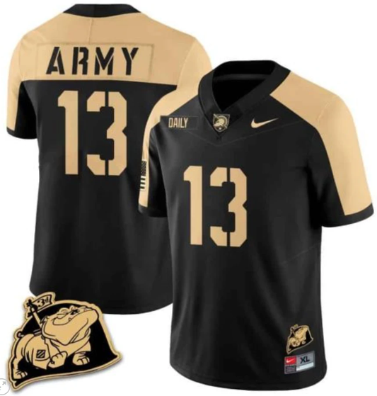 Bryson Daily Jersey #13 Army Black Knights Jersey Rocky The Bulldog Patch Vapor Limited College Football Stitched Black Alternate by My Store