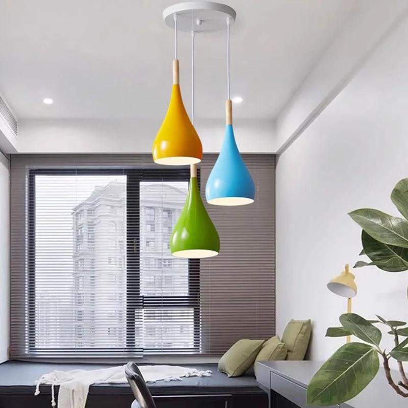 Nordic Iron Wood Aluminum Pumpkin Water Drop 1-Light Pendant Light for Dining Room by BowLift