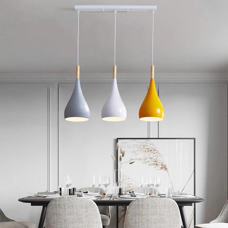 Nordic Iron Wood Aluminum Pumpkin Water Drop 1-Light Pendant Light for Dining Room by BowLift