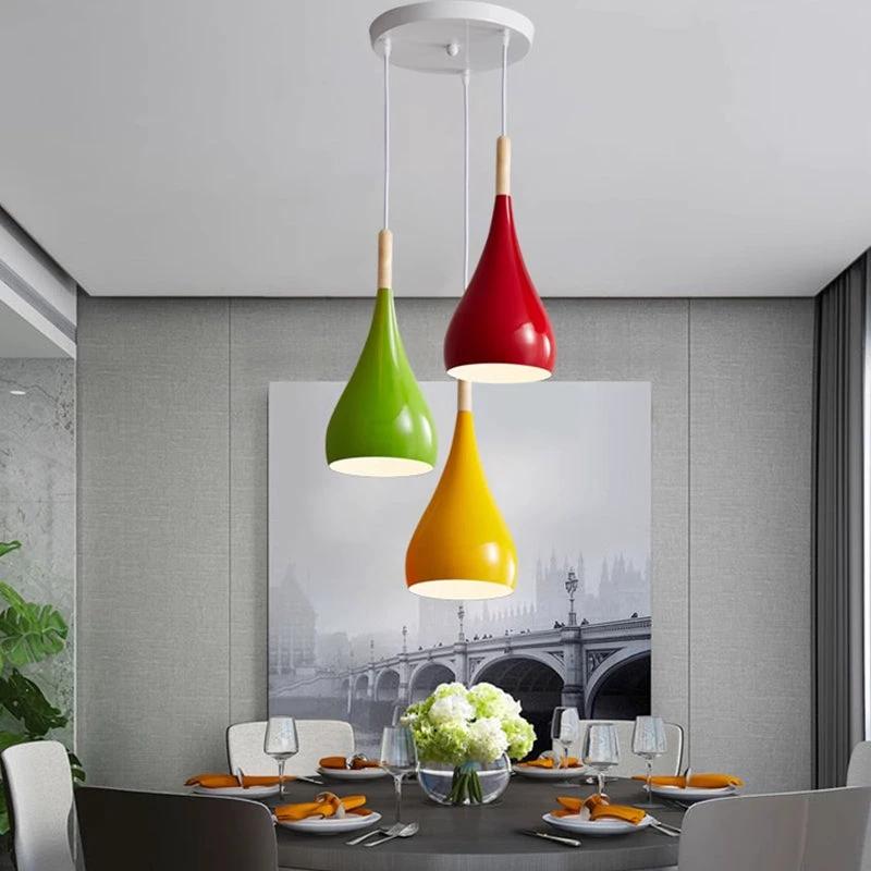 Nordic Iron Wood Aluminum Pumpkin Water Drop 1-Light Pendant Light for Dining Room by BowLift