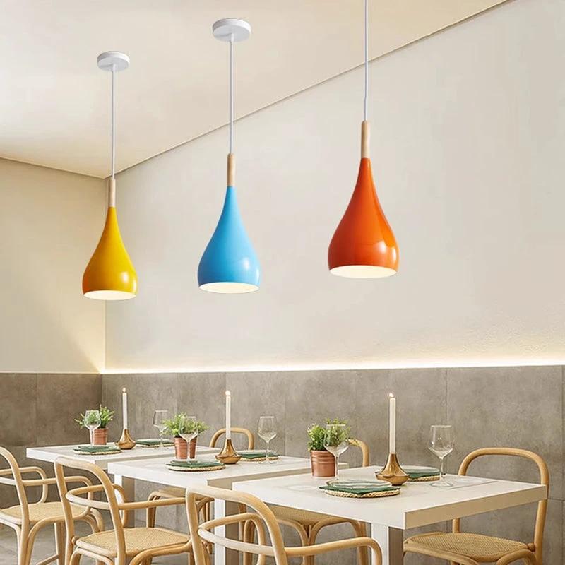 Nordic Iron Wood Aluminum Pumpkin Water Drop 1-Light Pendant Light for Dining Room by BowLift