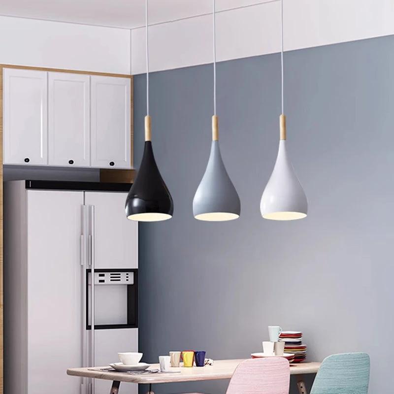Nordic Iron Wood Aluminum Pumpkin Water Drop 1-Light Pendant Light for Dining Room by BowLift
