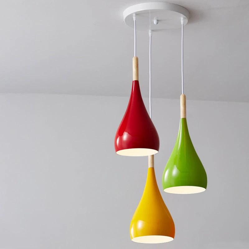 Nordic Iron Wood Aluminum Pumpkin Water Drop 1-Light Pendant Light for Dining Room by BowLift