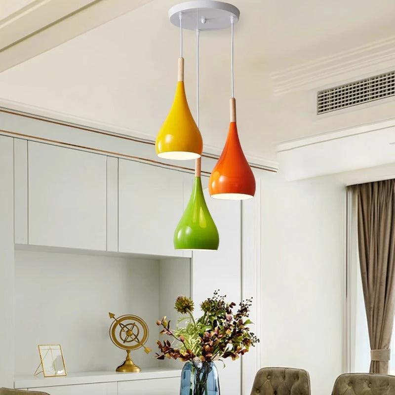 Nordic Iron Wood Aluminum Pumpkin Water Drop 1-Light Pendant Light for Dining Room by BowLift