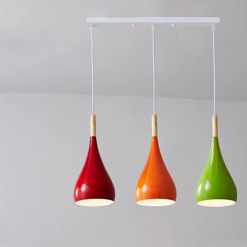 Nordic Iron Wood Aluminum Pumpkin Water Drop 1-Light Pendant Light for Dining Room by BowLift