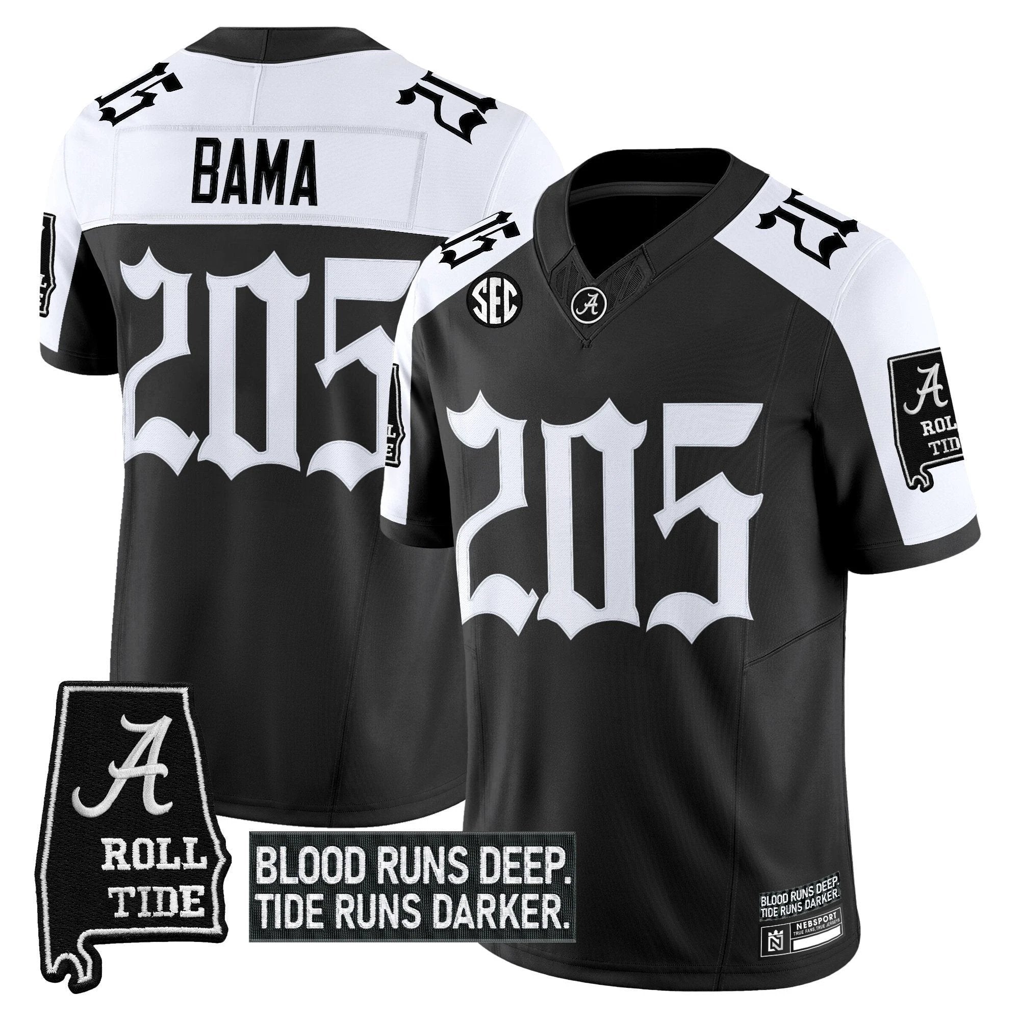 Bama Jersey #205 Alabama Crimson Gothic Bama Blood Edition Stitched Alter by My Store