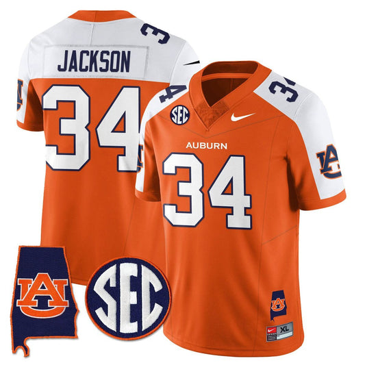 Bo Jackson Jersey #34 Auburn Tigers Alabama Patch Vapor Stitched Orange Alter by My Store NCAA Football Jerseys