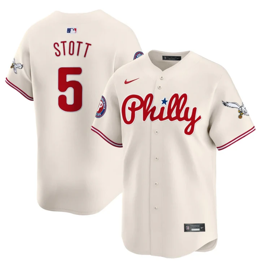 Bryson Stott Jersey #5 Phillies and Eagles Vapor Premier Limited Stitched Cream by My Store