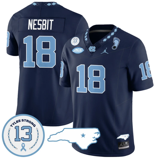 Bryson Nesbit Jersey #18 North Carolina Tar Heels Vapor College Football Stitched Navy by My Store