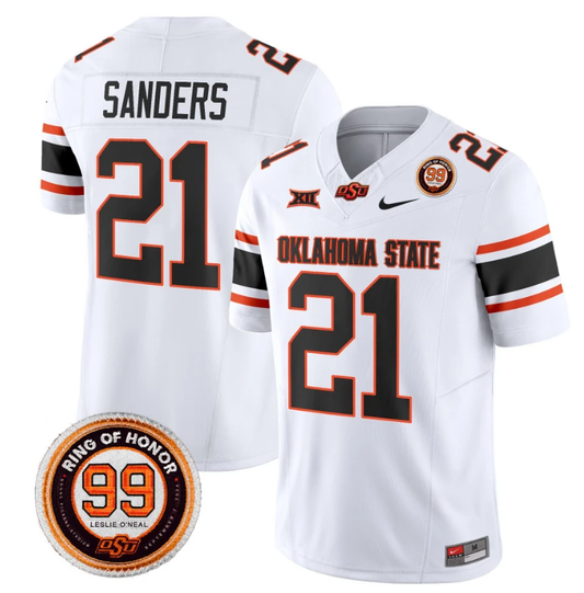 Barry Sanders Jersey #21 Oklahoma State Cowboys Leslie O'neal Patch Vapor Limited College Football Stitched White by My Store