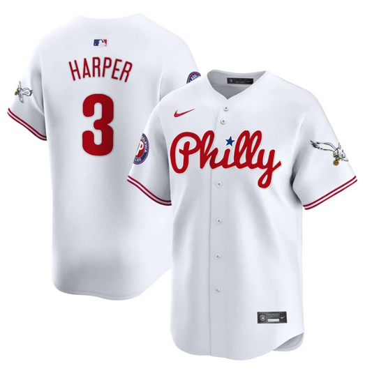 Bryce Harper Jersey #3 Phillies and Eagles Vapor Premier Limited Stitched White by My Store