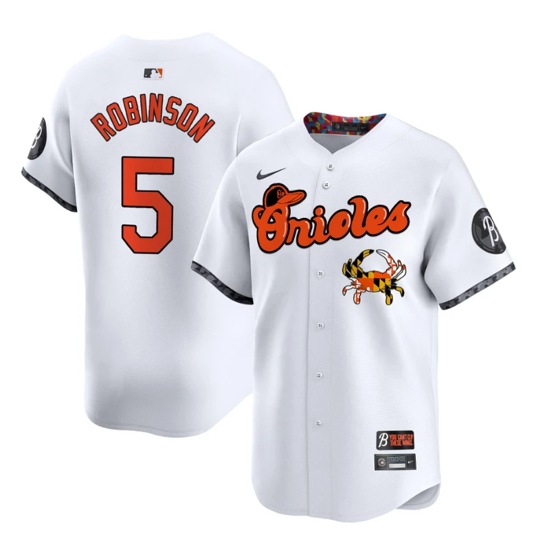 Brooks Robinson Jersey #5 Baltimore Orioles Maryland Blue Crab Vapor Stitched White by My Store