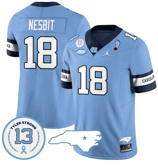 Bryson Nesbit Jersey #18 North Carolina Tar Heels Vapor College Football Stitched Alternate Blue by My Store
