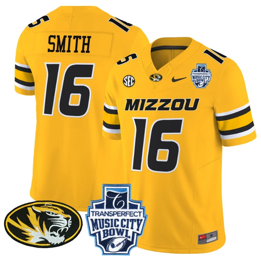 Brad Smith Jersey #16 Missouri Tigers 2024 Music City Bowl Gold by NCAA Football Jersey